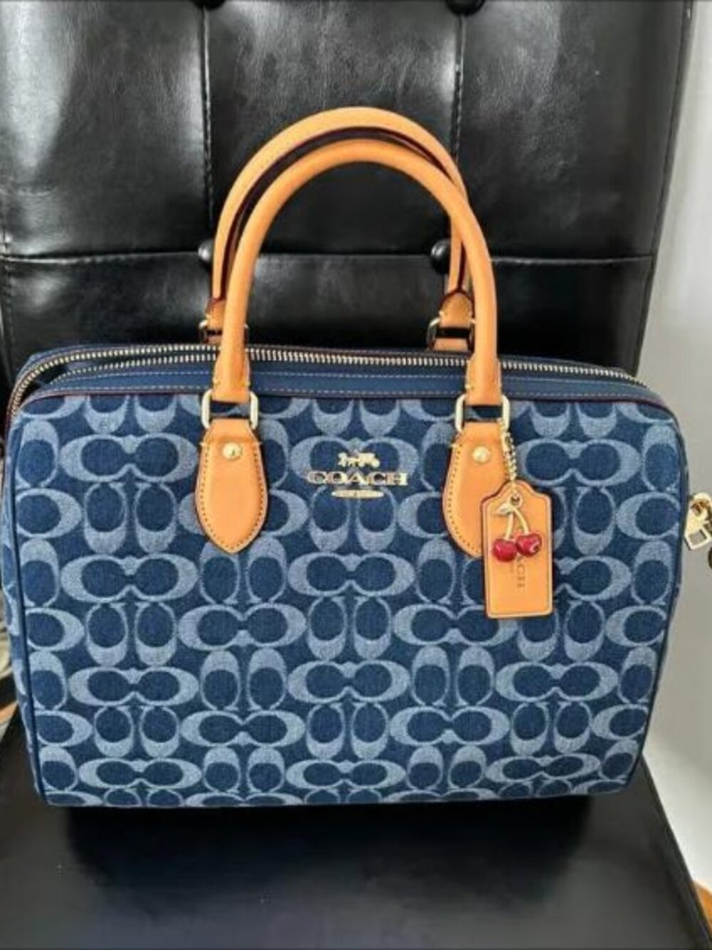 Coach Rowan Satchel Bag In Signature Denim Canvas NWT CY699 - Picture 2 of 6